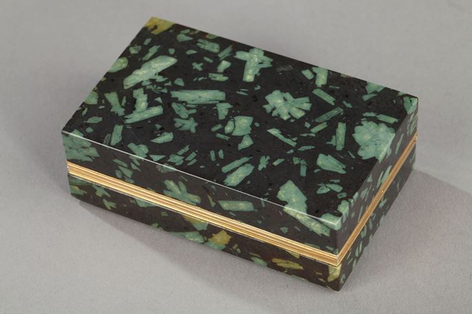 Antonio de  Angelis - Gold and Porphyry box with micromosaïc | MasterArt